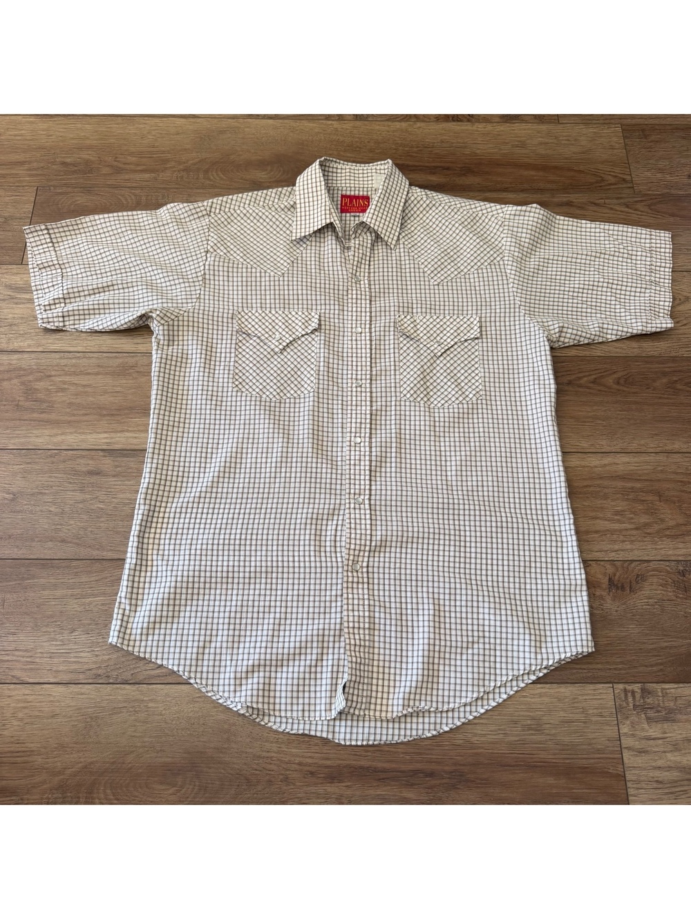 Vtg Plains Western Wear Pearl Snap Plaid Shirt Men M